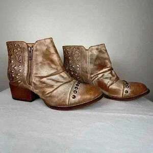 Brown Ankle Boots with Cutout Design